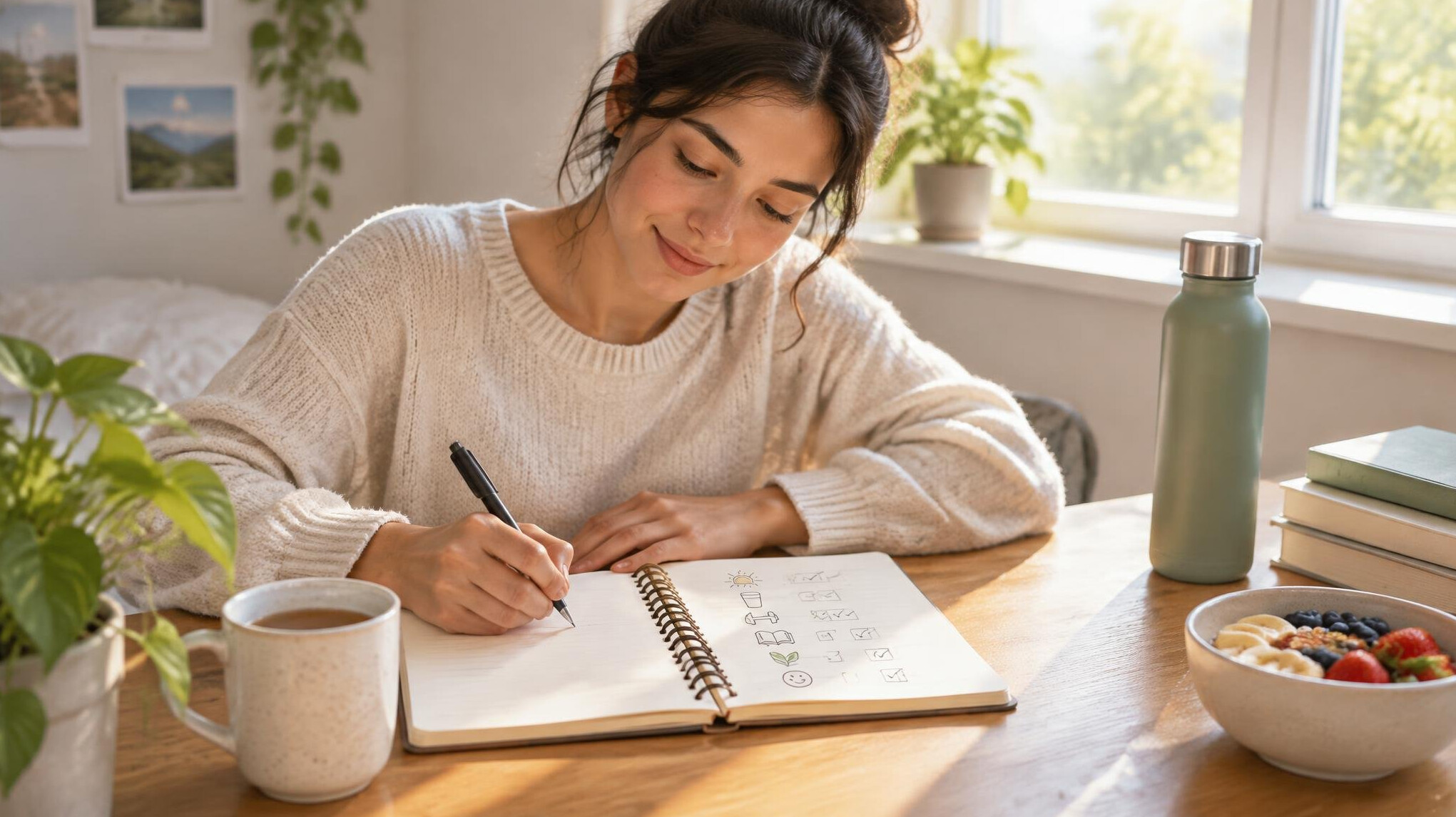 person journaling morning routine